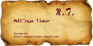 Mánya Timur névjegykártya
